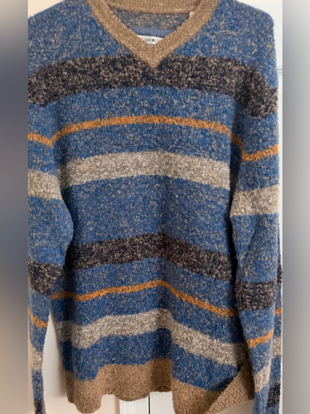 32 Bar Blues Sweater Men XL Striped Crewneck Pullover Sweatshirt Shirt